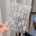 Nail art sticker YT4059 featuring white and gold lace crisscross patterns with 3D texture - Silver Stamped White Style (YT4059si)
