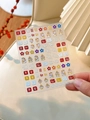 Detail of 3D embossed nail stickers with Maneki Neko and Chinese fortune characters - Embossed (YT4531)