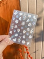 Goldgeprägte Pfingstrosen-Nagelsticker mit blau-weißen Blumen und chinesischem Fu-Symbol - Silberprägung (YT4527sipro)