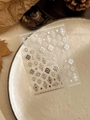 Detail of silver bohemian nail art stickers with intricate vintage patterns and motifs - Silver Foil (YT4202si)