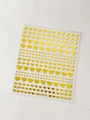 Golden metallic heart nail art stickers with various sizes and bright finish - Gold Hollow Heart (BDJ1032-03)