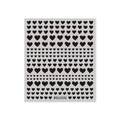 Self-adhesive black heart nail stickers in various sizes on a grey backing BDJ1032 - Black Hollow Heart (BDJ1032-02)