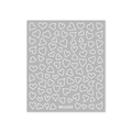 White hollow heart nail art stickers with self-adhesive backing on gray paper BDJ1050 - White Irregular Heart (BDJ1050-01)