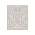 Stickers nail art blancs avec motifs ours et arc-en-ciel pour manucure DIY, BDJ1073 - Éléments de Vie Blanc sur Base Taupe (BDJ1073)