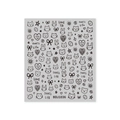 Autocollants nail art avec motifs de chats, cœurs et étoiles en traits noirs BDJ1036 - Citations d'Amour Noir sur Base Taupe (BDJ1036)