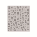 Autocollants à ongles chat de dessin animé avec cœurs et nœuds dans un style gris-brun épuré - Chat Mignon Argent sur Base Taupe (BDJ1040)