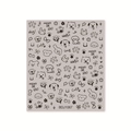 Autocollants nail art adhésifs avec chiens de dessin animé noirs et fleurs YT4468 - Graffiti Mignon Noir sur Base Taupe (BDJ1067)