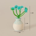 Miniature dollhouse blue flower plant in gradient ceramic vase with size marking - Blue