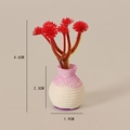 Miniature dollhouse vase with red flowers, 4.6cm tall model for micro landscape decor - Red