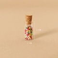 Miniature glass candy jar with colorful beads and cork lid for dollhouse decor, 2.1cm height - Long Multicolor Bottle