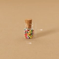 Miniature glass jar with cork stopper filled with colorful beads for dollhouse DIY decor - Short Multicolor Bottle