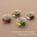Set of four miniature dollhouse fish bowls with colorful fish and micro plants, 3cm size - Purple Flower Cluster Fish Tank