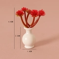 Miniature dollhouse potted plant with red flowers in a white ceramic vase, 4.4cm tall - Red Flower