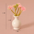 Miniature dollhouse pink flower pot in white ceramic vase, 4.4cm height tabletop decor - Pink Floral