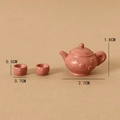 Miniature reddish-brown tea set with plum blossom relief and teapot size dimensions - Teapot Combination Set / Red Brown