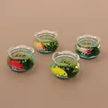 Set de mini acuarios para casa de muñecas con peces koi de colores y plantas verdes - Pecera de Racimo de Flores Verdes