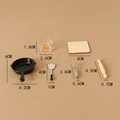 Miniature dollhouse kitchen set with frying pan, whisk, and wooden rolling pin - Style Two Egg Frying Pan With Square Wood Board (Style Two Egg Frying Pan)