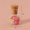Mini bottiglia di vetro con fettine di fragola in argilla e sughero decoro 2cm - Bottiglia di Fragola