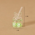 Miniature resin kiwi juice bottle with straw, tiny craft charm for DIY accessories, 2.5cm - Kiwi Juice