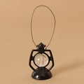 Miniature black vintage dollhouse lantern with a transparent orb and metal handle - With Wire Handle