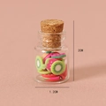 Miniature dollhouse glass jar with colorful fruit slices and cork stopper 2x1.2cm - Mixed Fruit Bottle