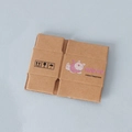 Flat dollhouse cardboard box miniature with pink cartoon rabbit and Happy slogan design - Peach Style (English/Kraft)