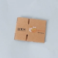 Miniature 1:12 dollhouse brown cardboard shipping box with cute bunny illustration - Orange Style (English/Kraft)