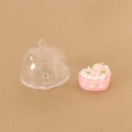 Miniature pink heart cake with white cream detail and clear plastic food cover for dollhouse - Food Cover with Style 3 Cake