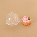 Miniature dollhouse cake model with pink rose decor and clear plastic dome cover - Food Cover with Style 1 Cake