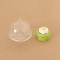 Miniature matcha green layer cake with white daisy topping and clear plastic dome cover - Food Cover with Style 9 Cake