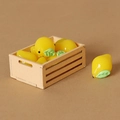 Miniature dollhouse wooden crate with realistic yellow resin lemons and tiny leaves - Box Lemon Style