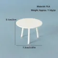 Miniatur-Esstisch aus weißem PLA für Puppenhaus-Deko und DIY-Miniaturladschaften - Dreibeiniger Tisch (PLA-Material) / 1 Stück / Weiß