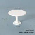 Mini tavolo rotondo in legno per decorazione casa delle bambole, largo 8,6 cm e alto 5,8 cm - Tavolo Rotondo Bianco