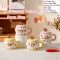Cartoon ceramic mug set with horse figurines and 420ml capacity in pastel colors - Lucky Pony Wealth (588)
