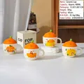 Cute capybara ceramic cup with orange lid 400ml and premium gift box set - Single Cup / Orange Good Luck (7018)