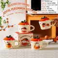 Creatieve witte keramische mok met kattenmotief, persimmon deksel en geschenkdoos - Al het Beste Kat Stijl (2590)