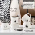 Panda themed ceramic mug set with lid and panda doll spoon 400ml for gift - Panda with Doll Spoon (6358)
