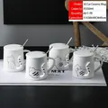 Set di tazze in ceramica gatto 350ml con manico a coda 3D, coperchio e cucchiaio - 6190 Tazza Gatto 3D