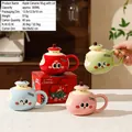 Creative apple-shaped ceramic mug with lid in four colors and festive Christmas gift box - Apple Ceramic Cup (Cup With Lid)