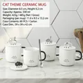 White ceramic cat mug set with phone holder lid and metal spoon, 330ml capacity - Cat Holder (6222)
