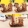 Handcrafted wooden sailboat pen holder with rotating Ferris wheel and bear motif - 273 Sailboat Style