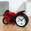 Creative motorcycle racing model alarm clock in red and black on a wooden desk - Red Racing Car