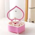 Joyero musical rosa en forma de corazón con bailarina giratoria y espejo decorativo - Caja de Música Chica Giratoria Corazón (Rosa) / Rosa