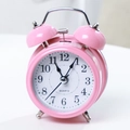 Sveglia analogica classica a doppia campana per bambini in rosa pastello al quarzo - 3 Pollici / Rosa