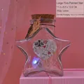 Botella de cristal estrella con luz LED, tapón de corcho y caja de regalo rosa romántica - Botella de Deseos Estrella Grande Flash