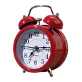 Classic red twin bell alarm clock with quartz movement for students and heavy sleepers - 3 Inch / Red