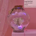 Heart-shaped glass wishing bottle with LED light base, cork stopper and retro key charm - Large Heart Flash Wishing Bottle