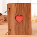 Album photo créatif de 6 pouces en bois avec motif cœur et reliure à anneaux vintage - Style Couleur Bois