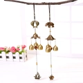 Vintage koperen windgongs met dubbele vissen en olifant motieven voor huisdecoratie - Bronzen Geluksolifant (NO.6)