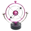 Arte cinetica orbitale celeste rosa moto perpetuo con base circolare nera da tavolo - Stile Sfera con Nucleo Rosa Viola (N0421)